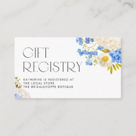 Cartão De Informações Registro de Chás de fraldas de Hydrangeas Azul e B