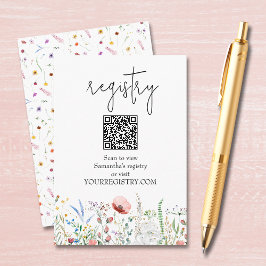 Cartão De Informações Registro de Chuveiro de Noiva com Flores Silvestre