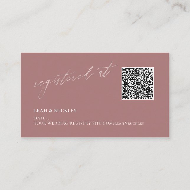 Cartão De Informações Registro de Código QR ArtsApp Blush Rosa Po dusty  (Frente)