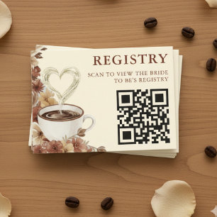 Cartão De Informações Registro de Código QR de Café Floral Love is Brewi