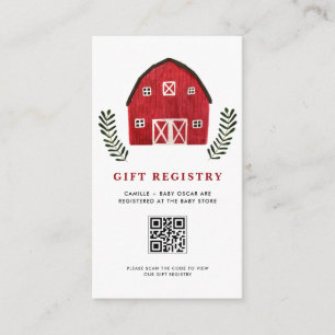 Cartão De Informações Registro de Código QR de Celeiro Vermelho em Aquar