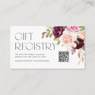 Cartão De Informações Registro de Código QR de Flores Bordeaux e Pêssego