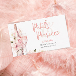 Cartão De Informações Registro de Pétalas e Prosecco em Aquarela Rosa Co