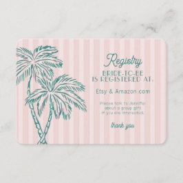 Cartão De Informações Registro de Praia Pastel Pink Palm Springs Insert
