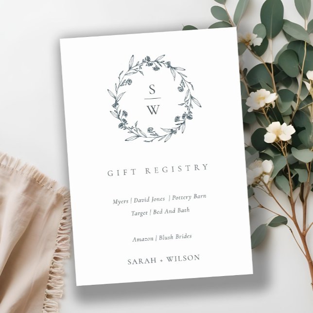 Cartão De Informações Registro de Presente de Casamento com Monograma de (Criador carregado)