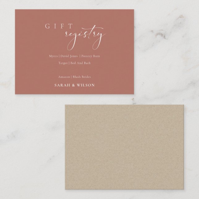 Cartão De Informações Registro de Presente de Casamento Terracotta de Sc (Frente/Verso)