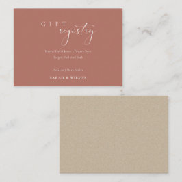 Cartão De Informações Registro de Presente de Casamento Terracotta de Sc