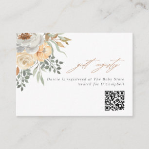 Cartão De Informações Registro de Presente de Código QR Floral do Tan &
