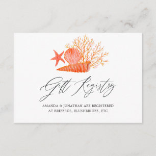 Cartão De Informações Registro de Presente do Chá de panela Coral Beach