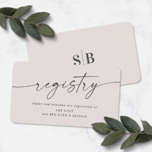 Cartão De Informações Registro de Presentes de Casamento Elegante Off-Wh
