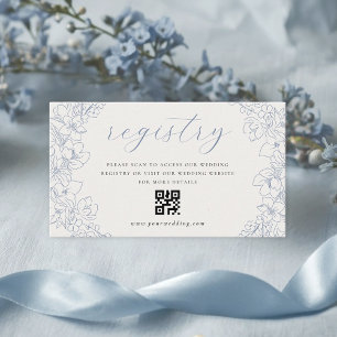 Cartão De Informações Registro de Presentes de Casamento Floral Azul Del