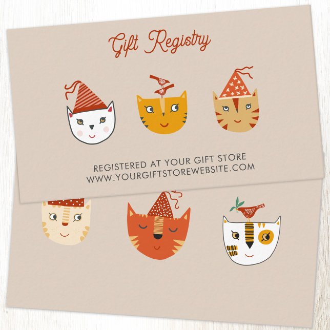 Cartão De Informações Registro de presentes de Chá de fraldas de Kitty (Fun party cat baby shower gift registry website details enclosure card)