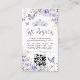 Cartão De Informações Registro de Presentes Quinceanera Floral Lavanda R