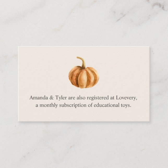 Cartão De Informações Registro do Chá de fraldas de outono (Frente)