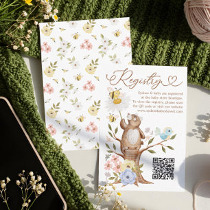 Cartão De Informações Registro do Código QR do Chá de fraldas do Urso de