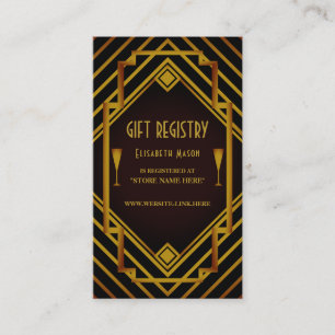 Cartão De Informações Registro Gatsby Dourado 2020 do Chá de fraldas Gif