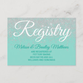 Cartão De Informações Registro Glitter Branco Glitter Sparkles Teal Gift