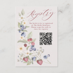 Cartão De Informações Registro QR de Chá de Noiva Floral Doce de Frutas