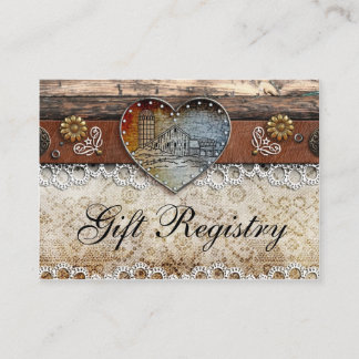 Cartão De Informações Registro Rustic Barn Country Wedding Gift