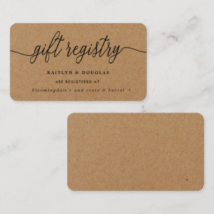 Cartão De Informações Registro Rustic Kraft Script Gift