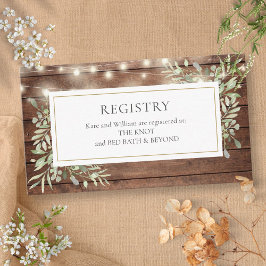Cartão De Informações Registro Rustic Lights Foliage Chá de casamento Gi