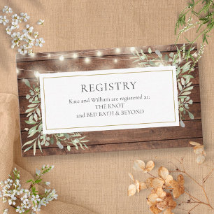 Cartão De Informações Registro Rustic Lights Foliage Chá de casamento Gi