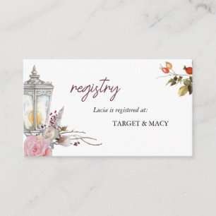 Cartão De Informações Registro Rustic Rosas & Lantern Chá de panela