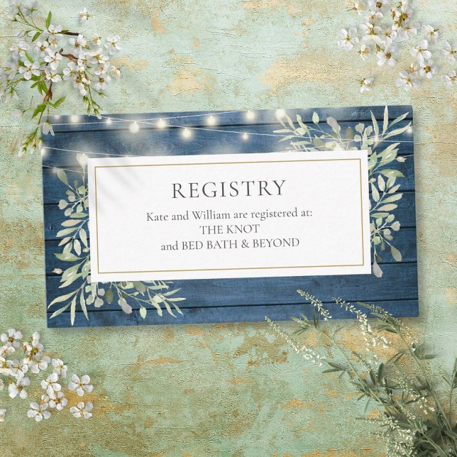 Cartão De Informações Registro Rustic String Lights Chá de casamento Gif (Rustic String Lights Wedding Shower Gift Registry Enclosure Card)