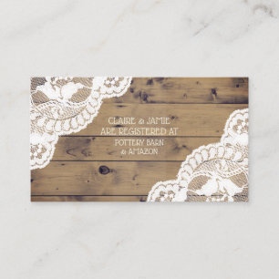 Cartão De Informações Registro Rustic Wood Antique Lace Wedding Inserir 