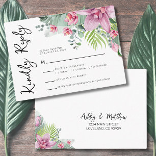 Cartão De Informações Reply Floral Tropical Wedding