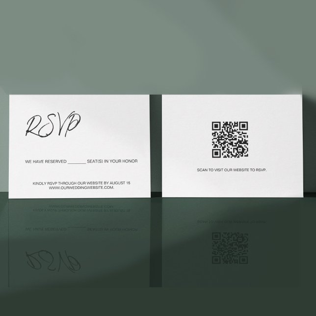 Cartão De Informações Reservamos assentos para você template QR CODE (Reserved seats wit electronic RSVP QR code.)
