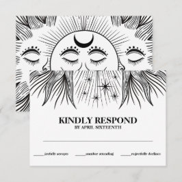 Cartão De Informações Resposta Celestial Sol Lua Estrelas Boho Handfasti