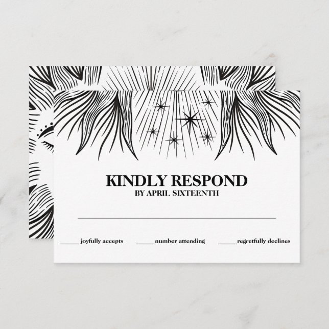 Cartão De Informações Resposta de Casamento Celestial Sol Lua Estrelas B (Frente/Verso)