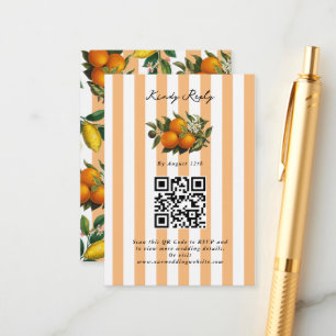 Cartão De Informações Resposta de Casamento de Laranja Cítrica Mediterrâ