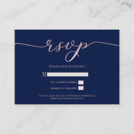 Cartão De Informações Resposta de Casamento R.S.V.P. Anexo Azul-Marinho 