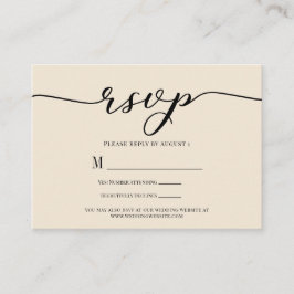 Cartão De Informações Resposta de Casamento R.S.V.P. Enclosure Creme e P