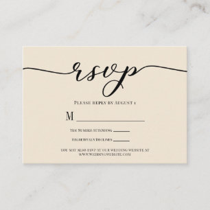 Cartão De Informações Resposta de Casamento R.S.V.P. Enclosure Creme e P