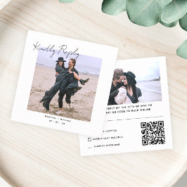 Cartão De Informações Resposta de Código QR de Foto de Casamento de RSVP