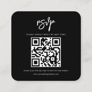Cartão De Informações Resposta RSVP contemporânea em código QR preto