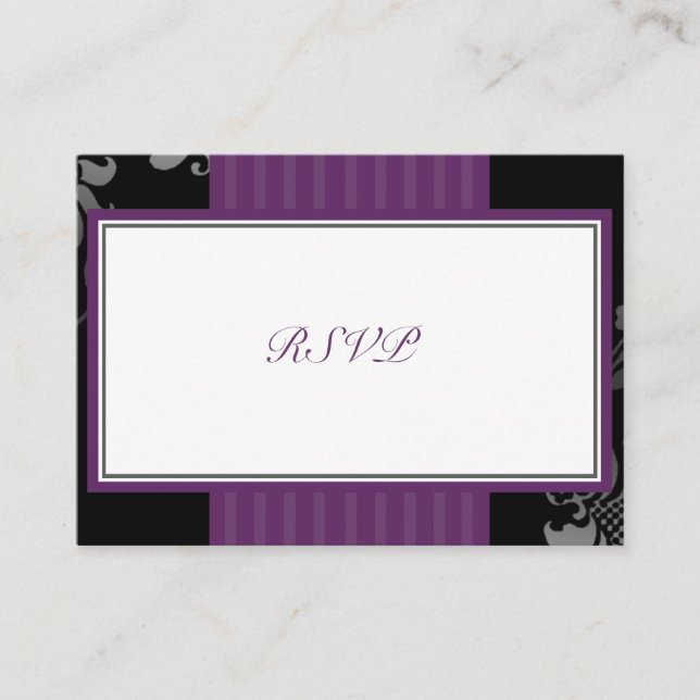 Cartão De Informações Resposta RSVP de Casamento Roxo - Placa Pequena (Frente)