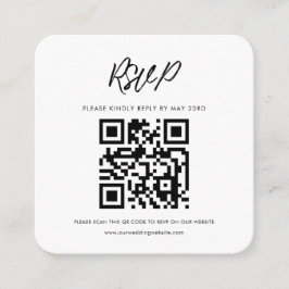 Cartão De Informações Resposta RSVP do código QR da tipografia moderna