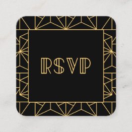 Cartão De Informações Resposta RSVP do código QR de deco do Vintage 1920