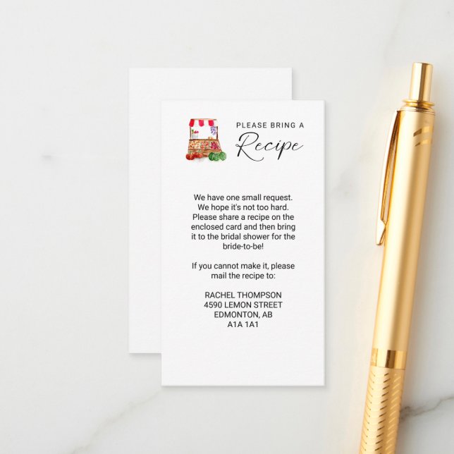 Cartão De Informações Retirar uma receita do Chá de panela de mercado (Frente/Verso In Situ)