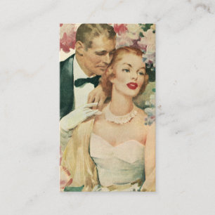 Cartão De Informações Retrato do casamento vintage, Noiva retrorada e no