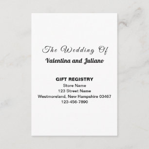 Cartão De Informações Retrato do Registro de Presente de Casamento Negro