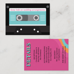 Cartão De Informações Retro 70s Music Cassette Fape Groovy Fuchsia Diver