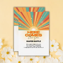 Cartão De Informações Retro Aqui Vem o Filho Chás de Bebê