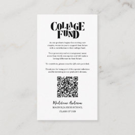 Cartão De Informações Retro College Fund Graduation Black Checkerboard