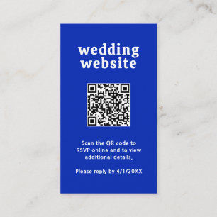 Cartão De Informações Retro Font Royal Blue QR Code Modern Wedn