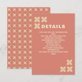 Cartão De Informações Retro Groovy 70s Padrão Terracotta Casamento